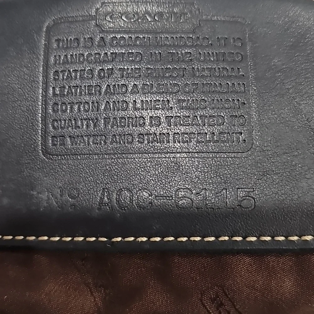 Coach Linen & Navy Leather Vintage Pochette A0C-6115 EUC